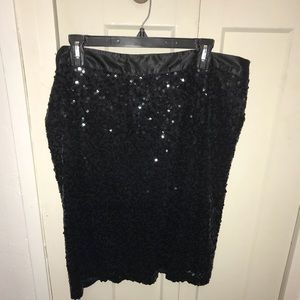 Lane Bryant black sequin pencil skirt size 16